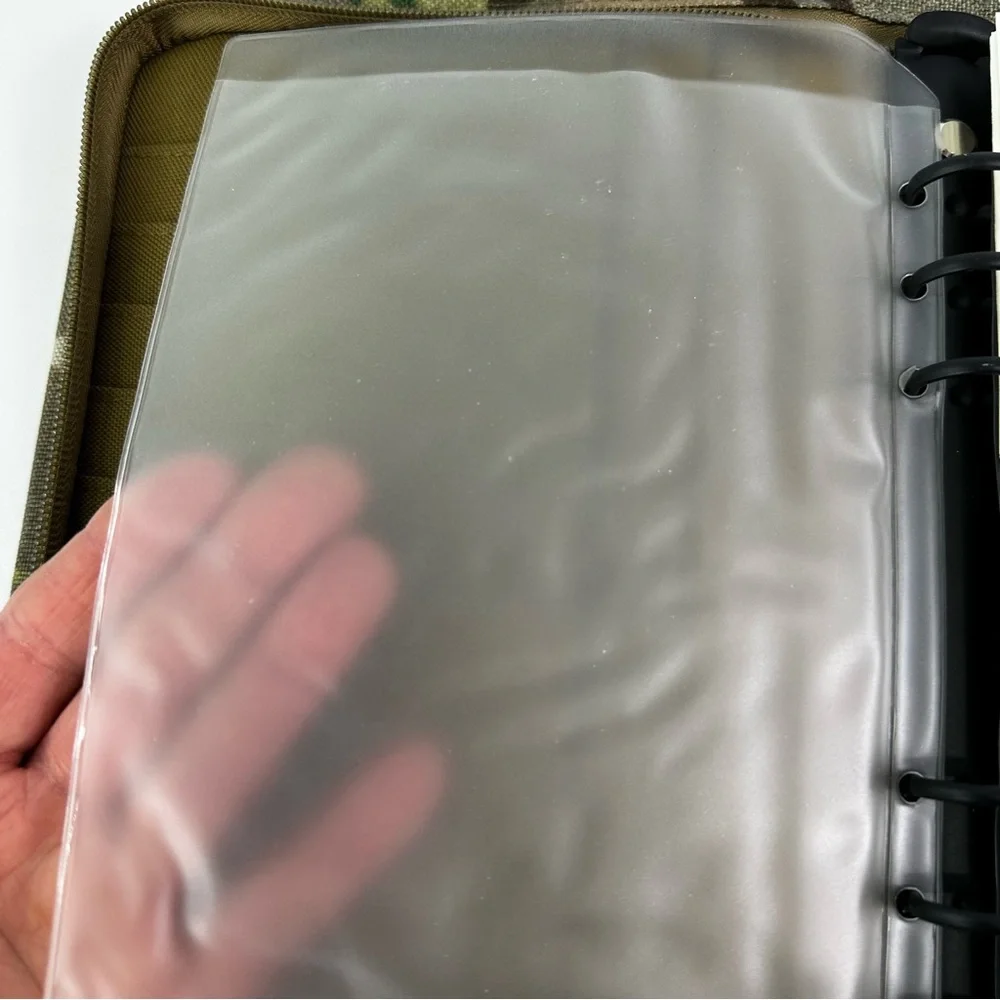 Kosibate Padfolio Ring Binder Green Tan Camouflage Takes 6-Hole A5 Size refills